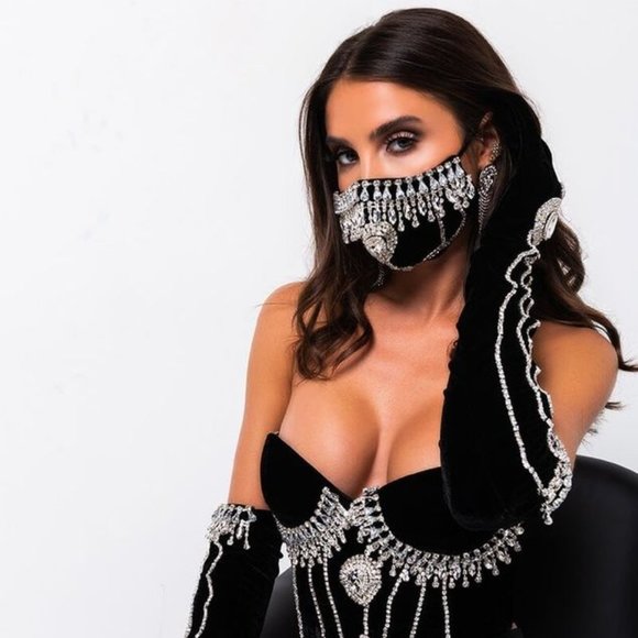 Rhinestone Face Mask - Picture 3 of 5